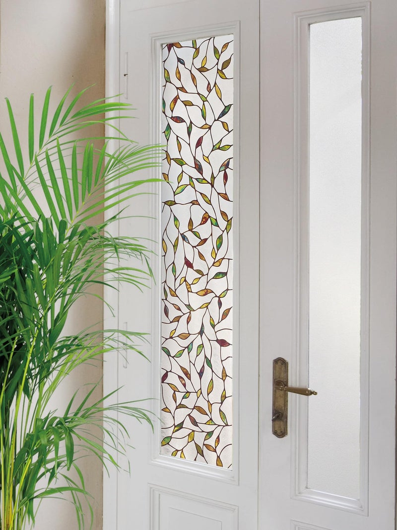 Artscape Cascade Sidelight Window Privacy Film Stained Glass Pattern NonAdhesive UV Protection Easy to Apply Removable 12 x 83 inches Made in USA