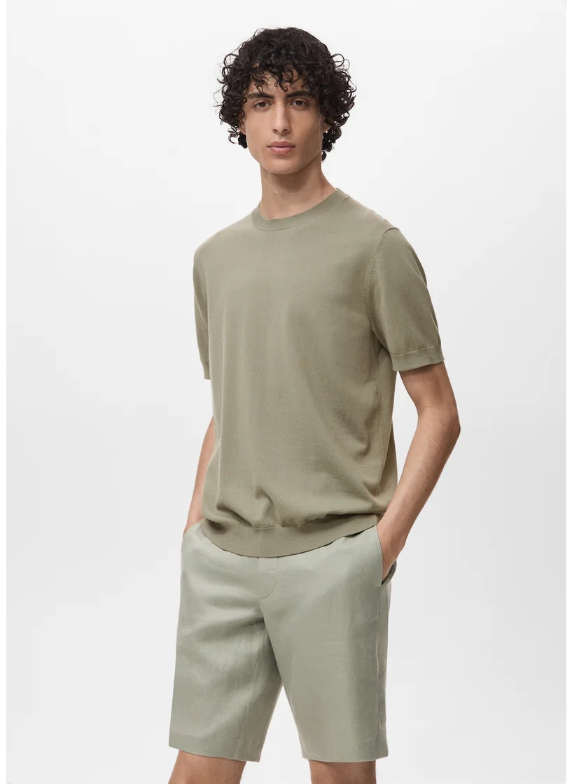 Mango Man Crew Neck Knit T-Shirt