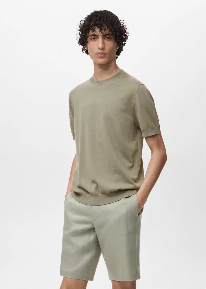 Mango Man Crew Neck Knit T-Shirt