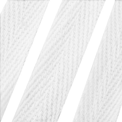 Abbaoww 50 Yards Cotton Twill Tape Ribbon 1/2 Inch, Soft Natural Webbing Tape Herringbone Tape for Sewing DIY Craft, White - Image 3
