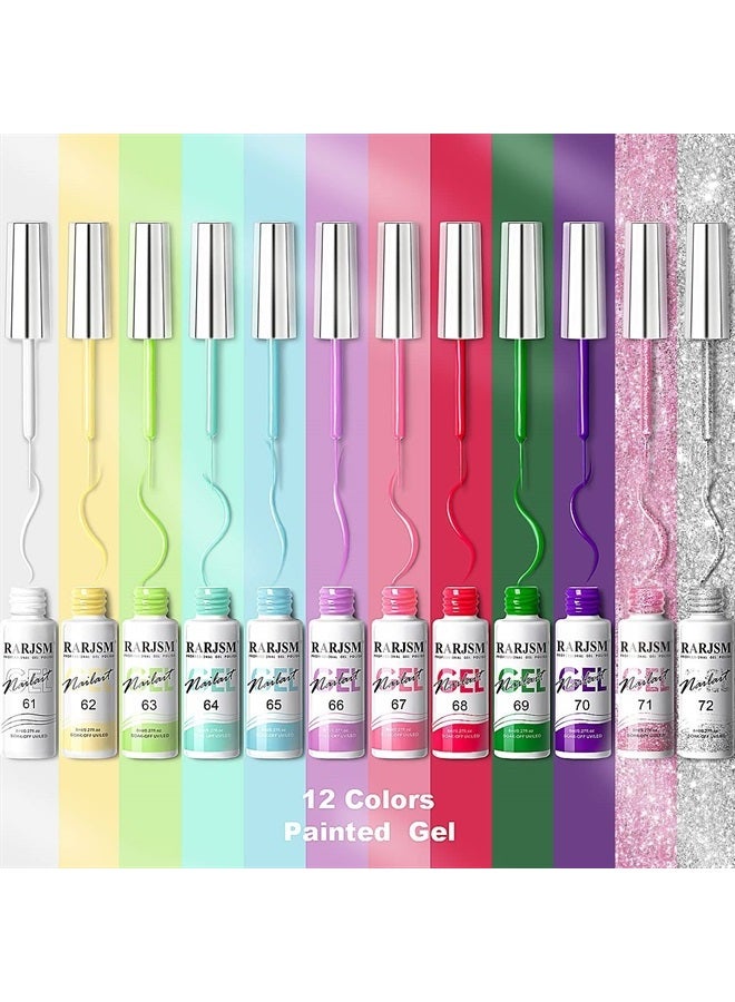 RARJSM Gel Liner Nail Art, Cotton Candy Collection Painting Gel Nail Art Polish Set Wire Drawing Gel for Nail Adesign