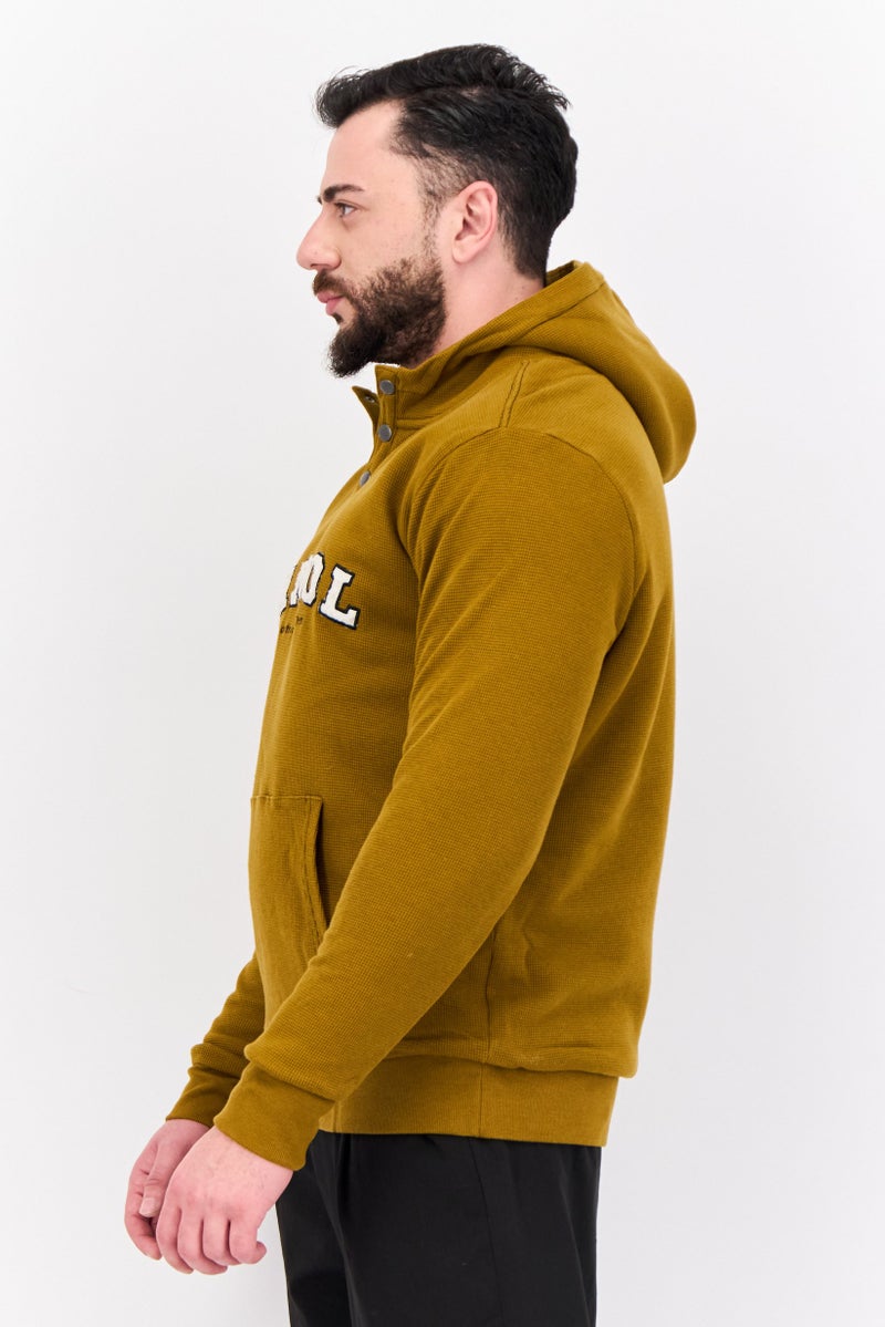 KANGOL Men Embroidered Logo Long Sleeve Hoodie, Khaki - Image 2