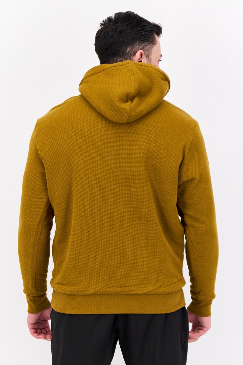 KANGOL Men Embroidered Logo Long Sleeve Hoodie, Khaki - Image 3