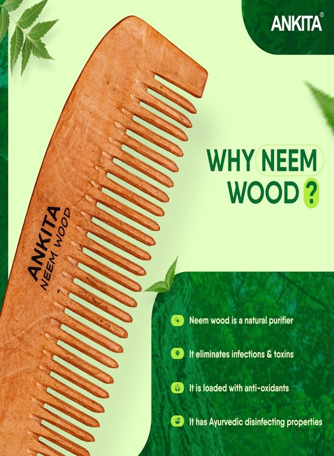 Ankita Neem Wooden Comb|Treated with Herbal Oils For Multi-Actions|Detangling, Frizz Control & Shine,Suited For All Types of Hair(NW-28) - Image 2