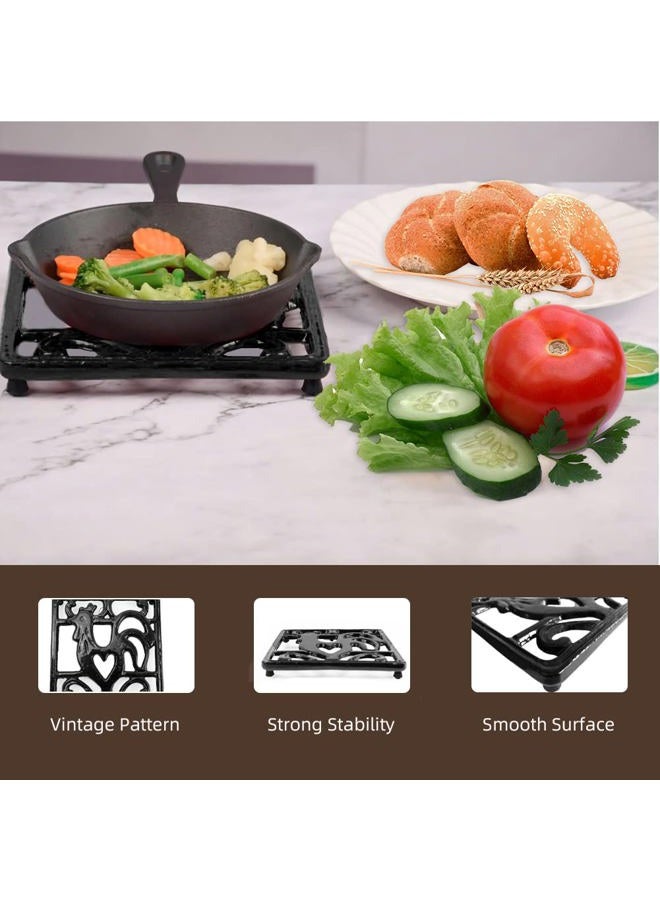 MINLUFUL Cast Iron Trivet for Hot Pots and Pans, Farmhouse Kitchen Countertop Heat Resistant Metal Trivet Mat Pad for Hot Dishes, Coffee Gold - Image 3