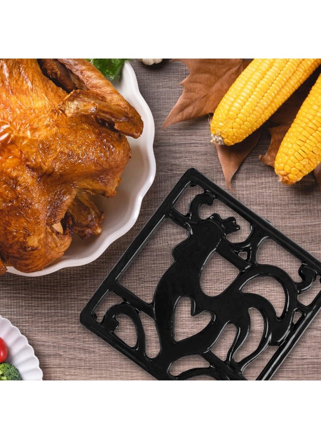 MINLUFUL Cast Iron Trivet for Hot Pots and Pans, Farmhouse Kitchen Countertop Heat Resistant Metal Trivet Mat Pad for Hot Dishes, Coffee Gold - Image 2