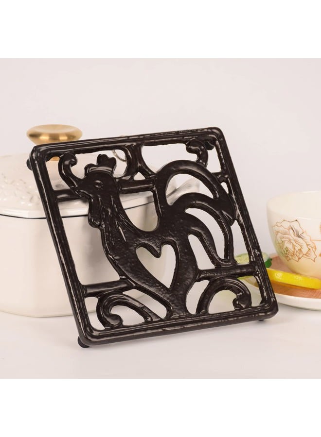 MINLUFUL Cast Iron Trivet for Hot Pots and Pans, Farmhouse Kitchen Countertop Heat Resistant Metal Trivet Mat Pad for Hot Dishes, Coffee Gold - Image 1