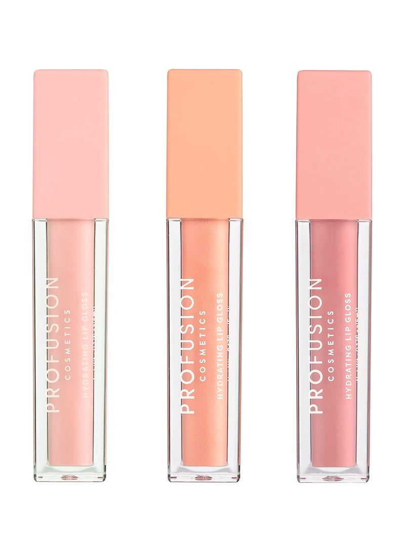 profusion Cosmetics Lip Trio Hydrating Lip Gloss with High Shine Finish for All Skin Types Achieve Luscious Lip with Bold and Nourishing Lip Gloss Set Nudes - Image 2