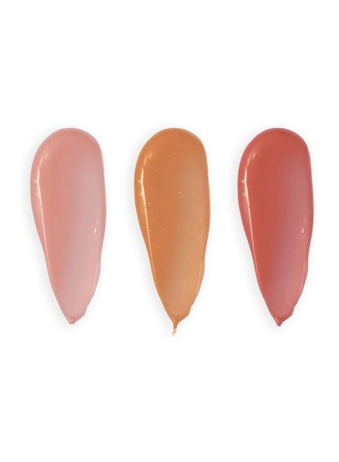 profusion Cosmetics Lip Trio Hydrating Lip Gloss with High Shine Finish for All Skin Types Achieve Luscious Lip with Bold and Nourishing Lip Gloss Set Nudes - Image 3