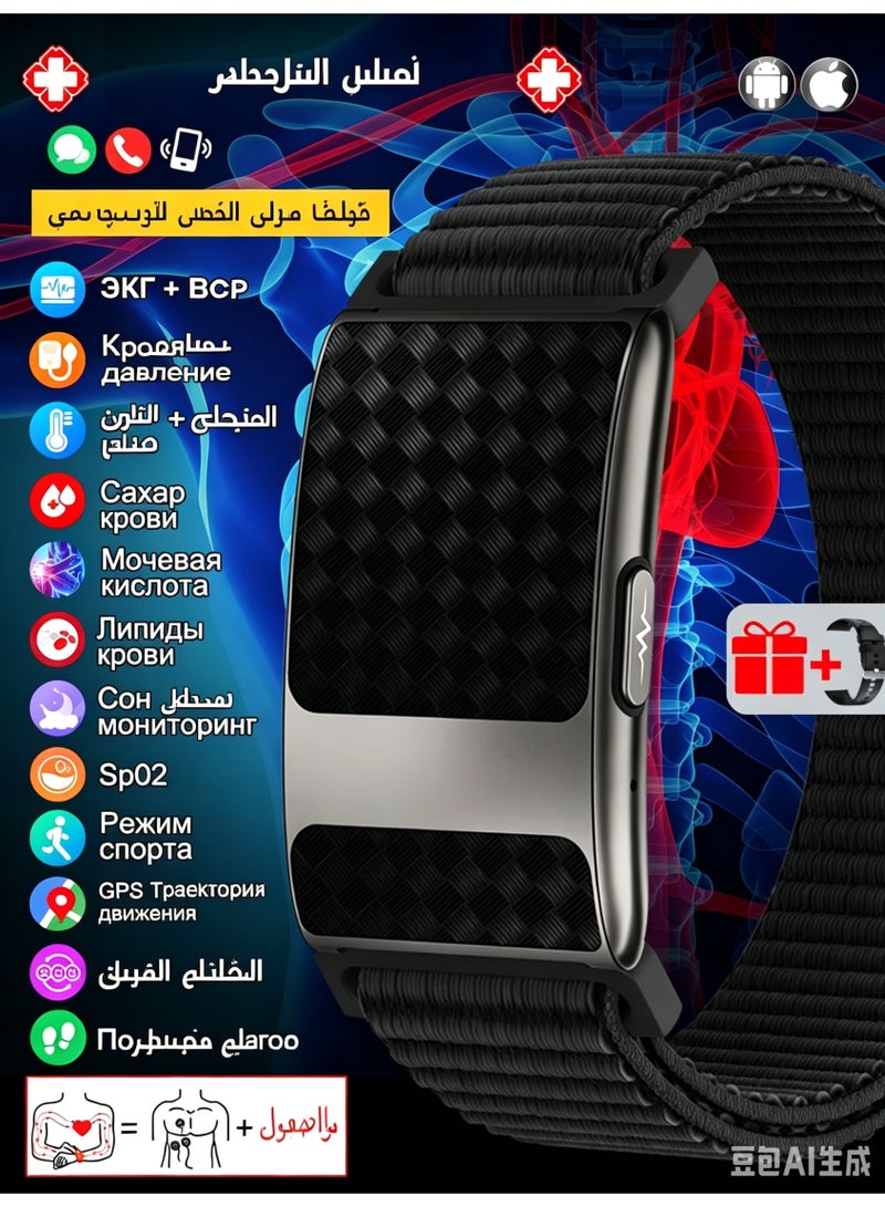 سوار معصم صحي ذكي مع تخطيط القلب (ECG) للياقة البدنية للرجال والنساء مع مراقبة معدل ضربات القلب والأكسجين في الدم والنوم على مدار الساعة ومقاومة للماء بمعيار IP68 - Image 1