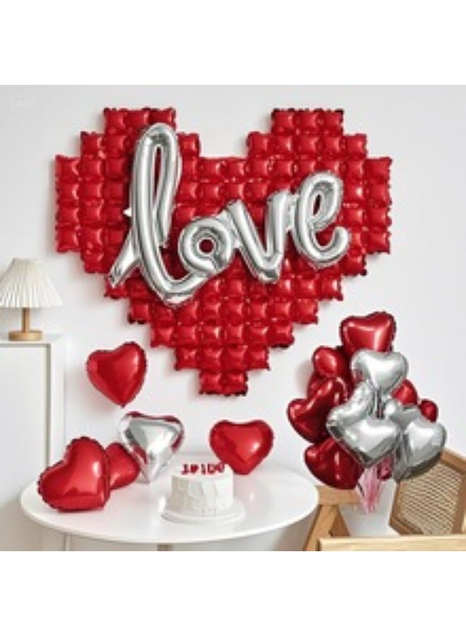 Valentine's Day Confession, Shopping Mall Activity, Shop Decoration, Love Balloon Atmosphere, Scene, Counter Supplies。 Valentine's Day Balloons Decorations Set, Love Balloons and Large Aluminum Plastic Heart Balloons Rose Petals Romantic Valentine's Day Decoration - Image 1