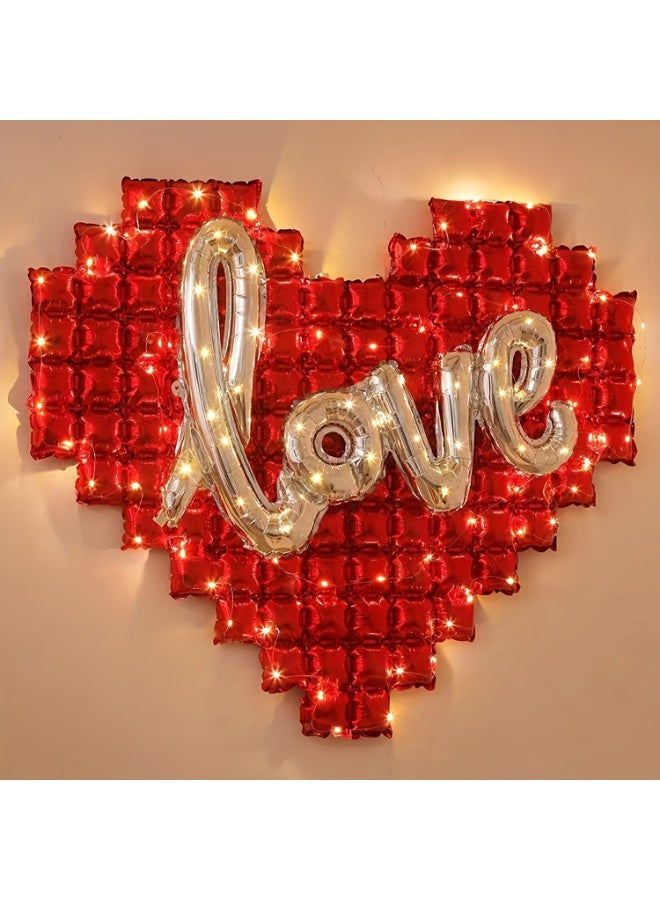 Valentine's Day Confession, Shopping Mall Activity, Shop Decoration, Love Balloon Atmosphere, Scene, Counter Supplies。 Valentine's Day Balloons Decorations Set, Love Balloons and Large Aluminum Plastic Heart Balloons Rose Petals Romantic Valentine's Day Decoration - Image 2