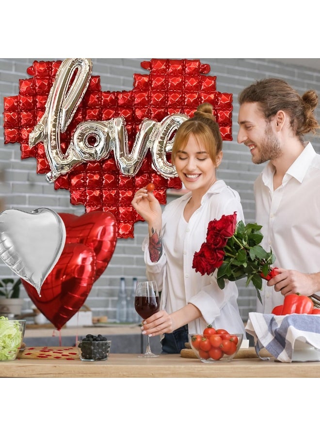 Valentine's Day Confession, Shopping Mall Activity, Shop Decoration, Love Balloon Atmosphere, Scene, Counter Supplies。 Valentine's Day Balloons Decorations Set, Love Balloons and Large Aluminum Plastic Heart Balloons Rose Petals Romantic Valentine's Day Decoration - Image 5