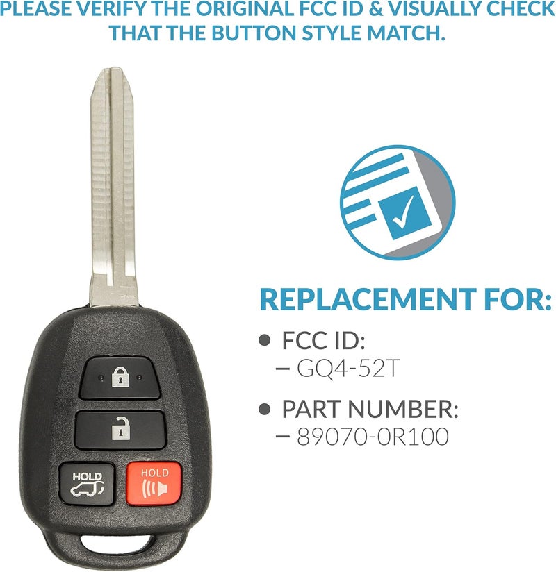 Keyless2Go Keyless Entry Remote Head Key Fob for Toyota Rav4 Highlander Tacoma GQ4-52T with Trunk Release - Image 4