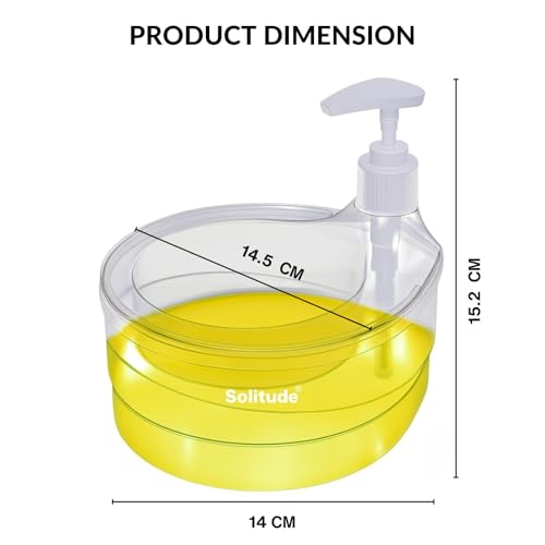 Solitude Double-Layer Soap Dispenser with 2 Sponges, Liquid Holder & Dispenser Pump with Sponge Holder for Kitchen Sink & Bathroom Accessories (Transparent) - Image 4