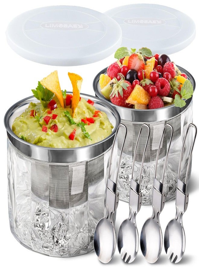 LIMOEASY Chilled Dip Bowl (2 Pack), 25oz Ice Serving Bowl with Lid for Parties, Cold Serving Dish for Hummus, Salsa, Guacamole, Sauces, Pasta - Image 1