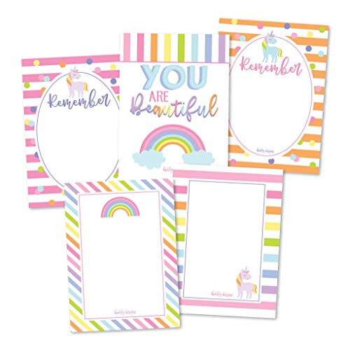 Hadley Designs Lunch Box Notes for Kids – 25 Inspirational & Motivational Lunchbox Notes for Girls, Unicorn Lunch Box Cards with Positive Affirmations, Encouraging Messages for Kindergarten, Children & Teens - Image 2