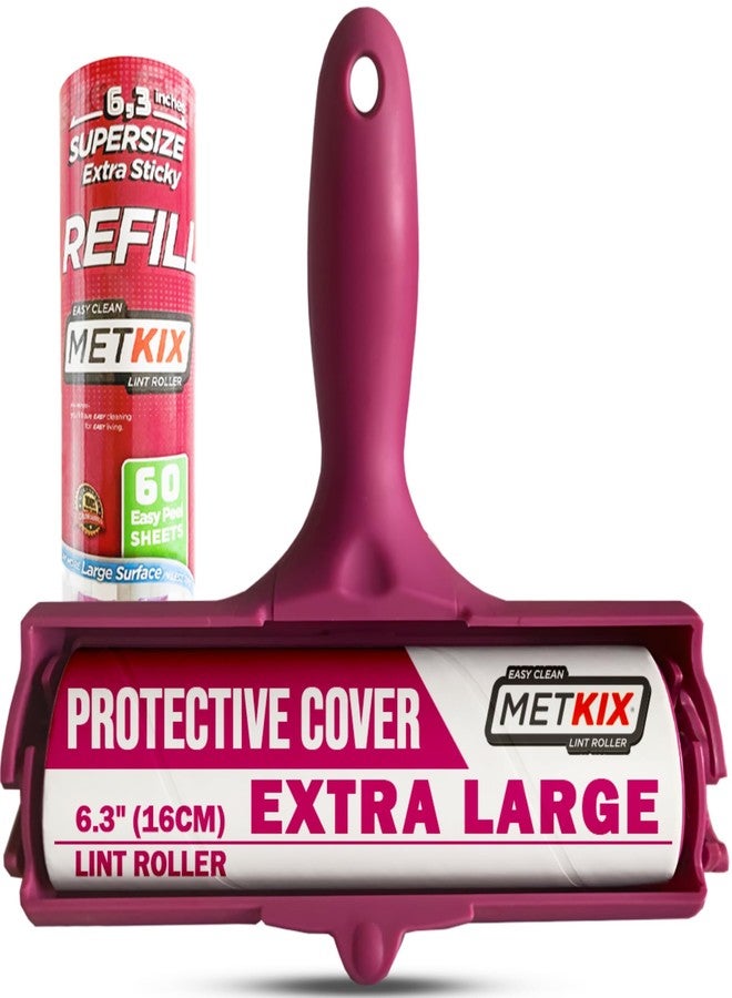 Metkix Large Lint Roller 6.3" with Extra Refill -120 Sticky Sheets, Protective Cover Design, Big Lint Roller for Pet Hair, Furniture, Bed, Couch, Floor & More - Image 1