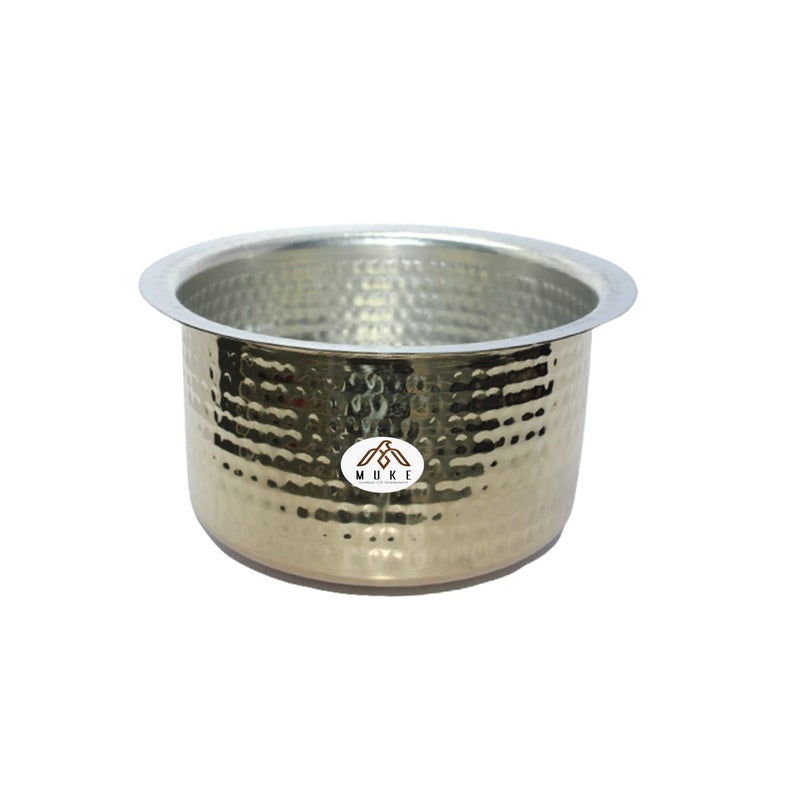 MUKE® Brass Hammered Patila, Brass Tope, Brass Cookware, Patila, Round Heavy Bottom Tapeli, Bhagona Kalai Brass top (1,2,3 Liter) - Image 1