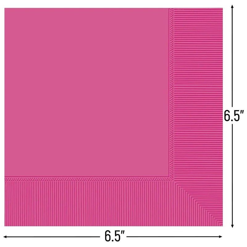 Amscan Elegant Bright Pink 2-Ply Luncheon Napkins - 6.5"" x 6.5"" (40-Pack) - Soft & Durable  Vibrant Mid Count Napkins - Perfect for Events - Image 2