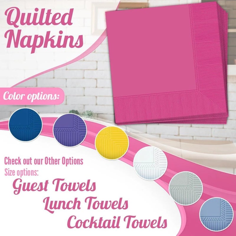Amscan Elegant Bright Pink 2-Ply Luncheon Napkins - 6.5"" x 6.5"" (40-Pack) - Soft & Durable  Vibrant Mid Count Napkins - Perfect for Events - Image 3