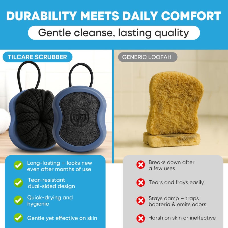Tilcare Shower Scrubber for Body 2-in-1 : 2 - Pack High Foaming Body Scrubber Exfoliator for Men, Ergonomic Shower Scrub, Deep Exfoliating Travel Bath Brush Loofah for Women, Durable Skin Wash Tool - Image 5