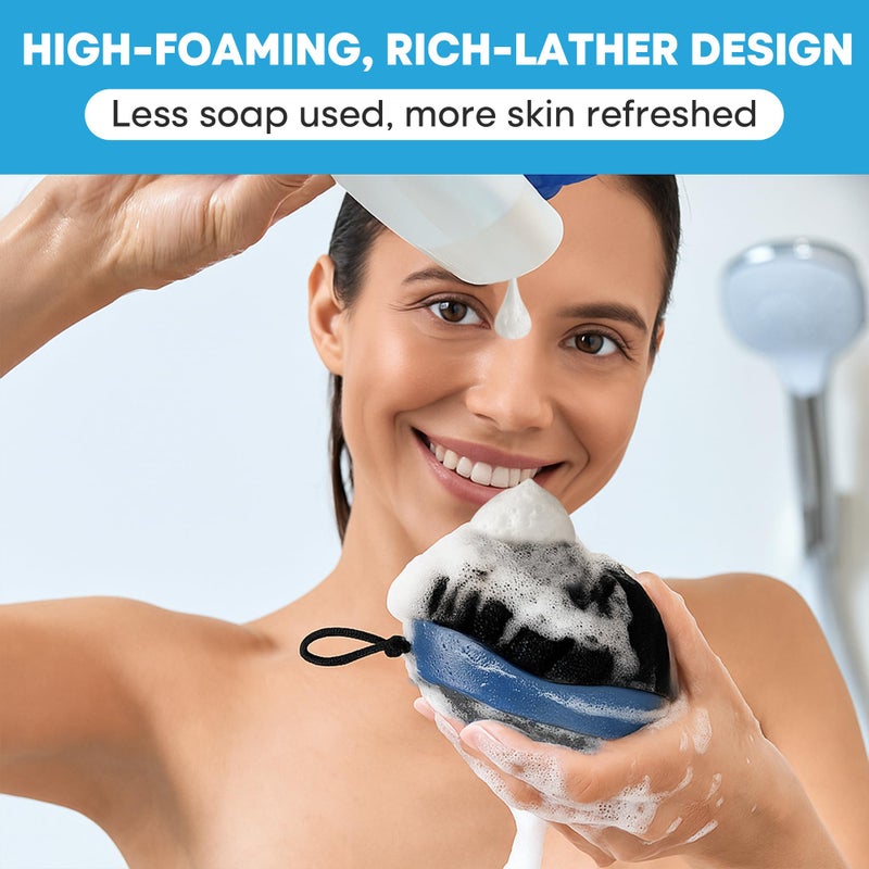 Tilcare Shower Scrubber for Body 2-in-1 : 2 - Pack High Foaming Body Scrubber Exfoliator for Men, Ergonomic Shower Scrub, Deep Exfoliating Travel Bath Brush Loofah for Women, Durable Skin Wash Tool - Image 4