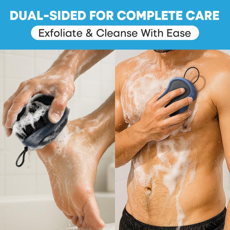 Tilcare Shower Scrubber for Body 2-in-1 : 2 - Pack High Foaming Body Scrubber Exfoliator for Men, Ergonomic Shower Scrub, Deep Exfoliating Travel Bath Brush Loofah for Women, Durable Skin Wash Tool - Image 3