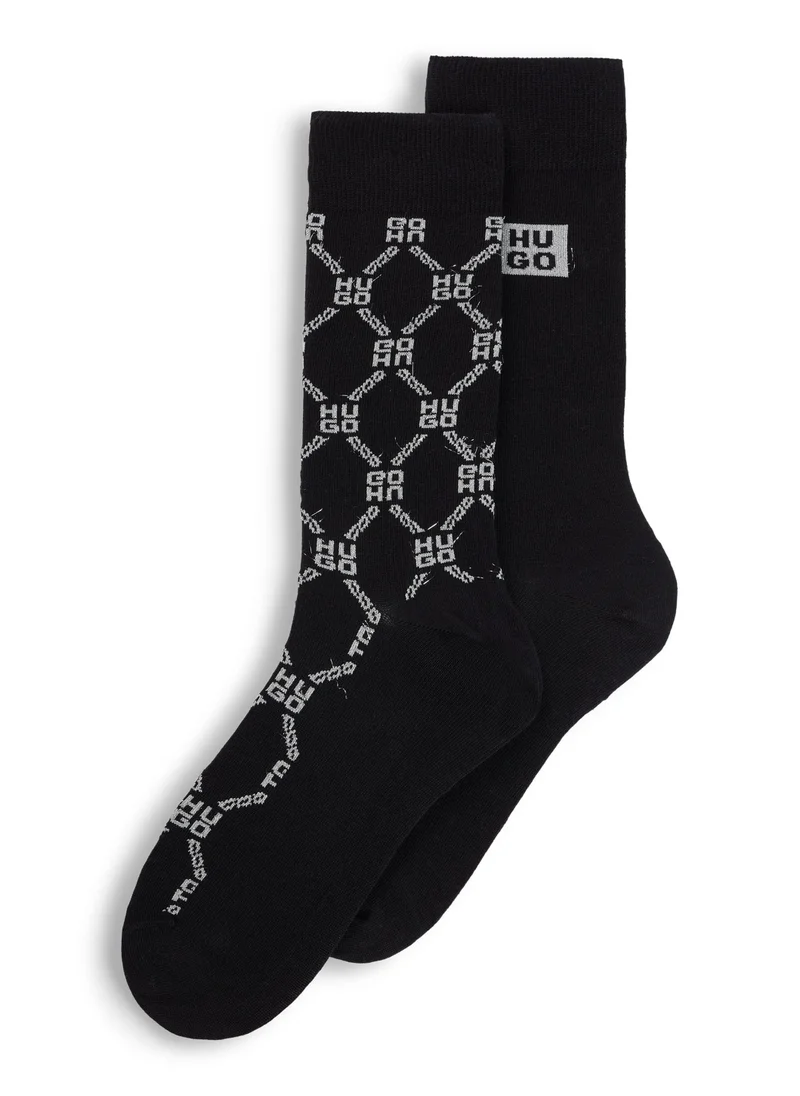 هوجو Two-pack of regular-length socks with glittery logos