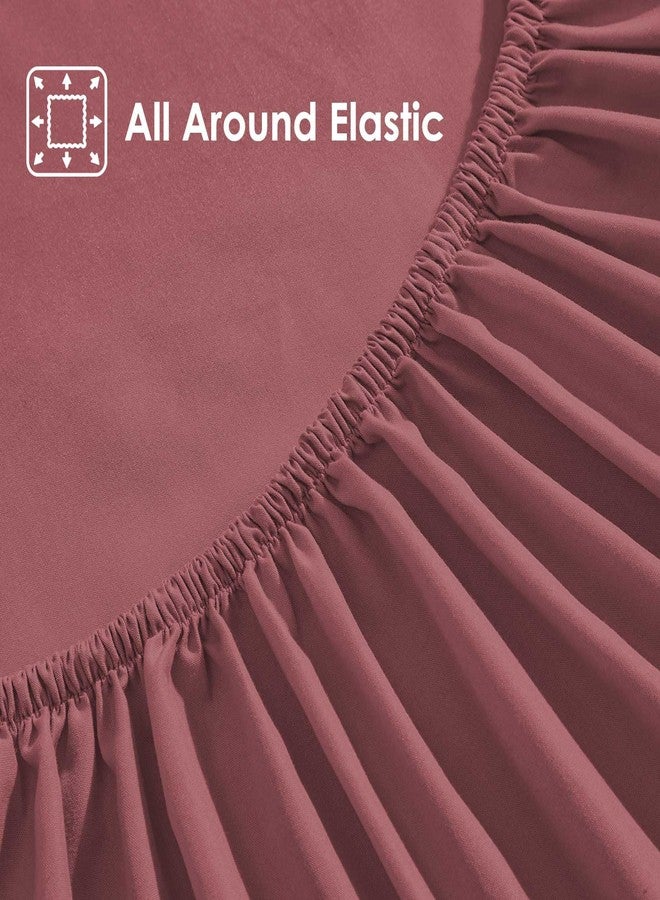ClevaHome Sheet Set King Size, 4-Piece Bedding, Lightweight & Super Soft Easy Care Microfiber- Shrinkage & Fade Resistant Bedding Set with 14'' Deep Pockets (Burgundy) - Image 2