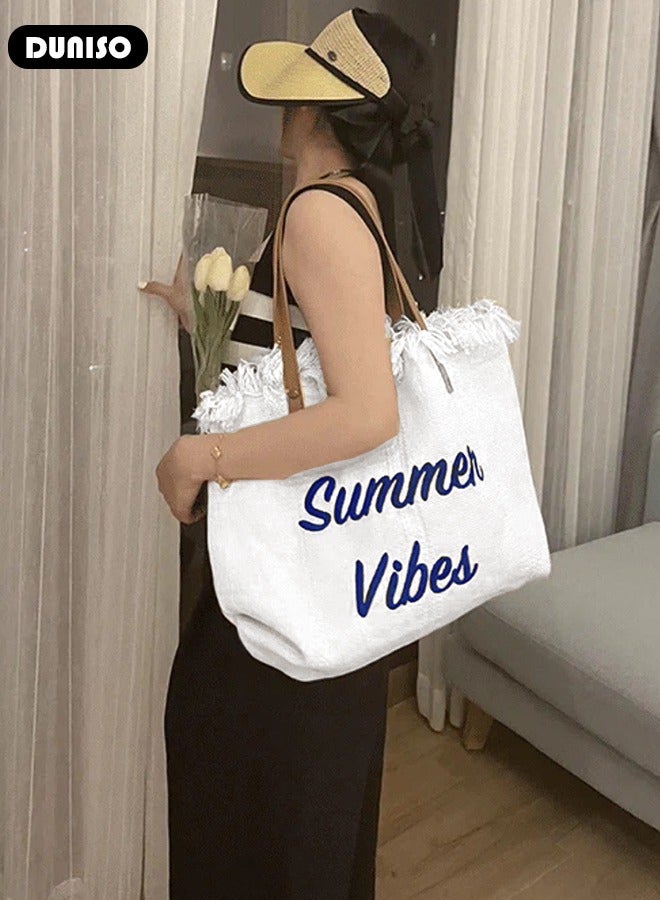 DUNISO Women's Shoulder Tote Bag Canvas Handbag For Women Large Capacity Bucket Bag Fashionable Travel Messenger Bag Shoulder Bag For Ladies Girls College Students  - Image 5