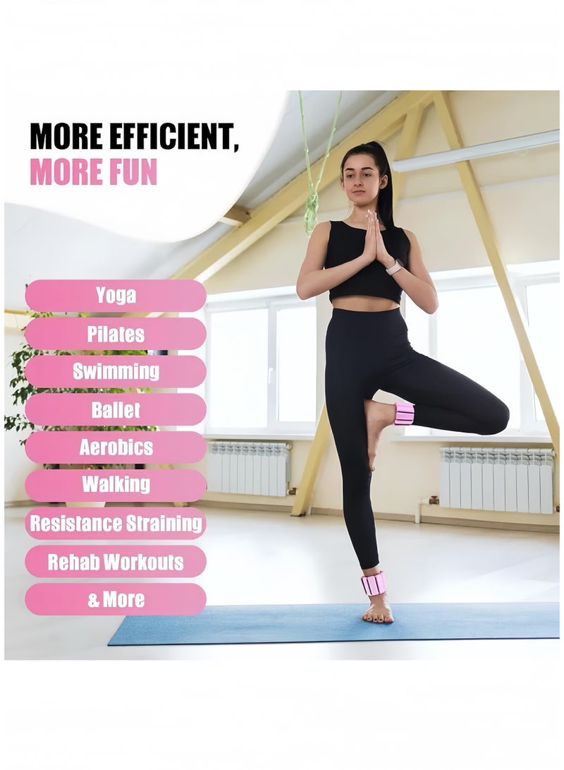 Lee Yon 2 Packs Ankle Weights, Wrist and Ankle Weights Sets, Portable Wrist Weight Cuffs for Home and Office, Walking, Yoga, Dance, Barre, Gym(1 Lbs Pink) - Image 4