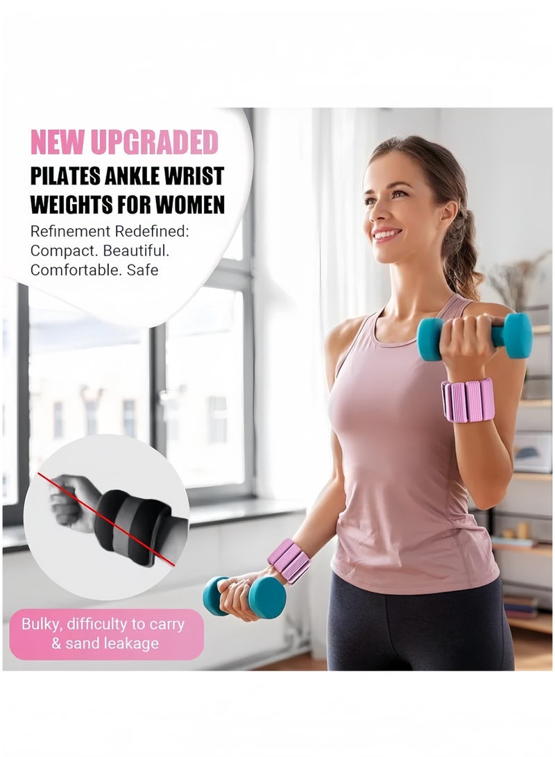Lee Yon 2 Packs Ankle Weights, Wrist and Ankle Weights Sets, Portable Wrist Weight Cuffs for Home and Office, Walking, Yoga, Dance, Barre, Gym(1 Lbs Pink) - Image 2