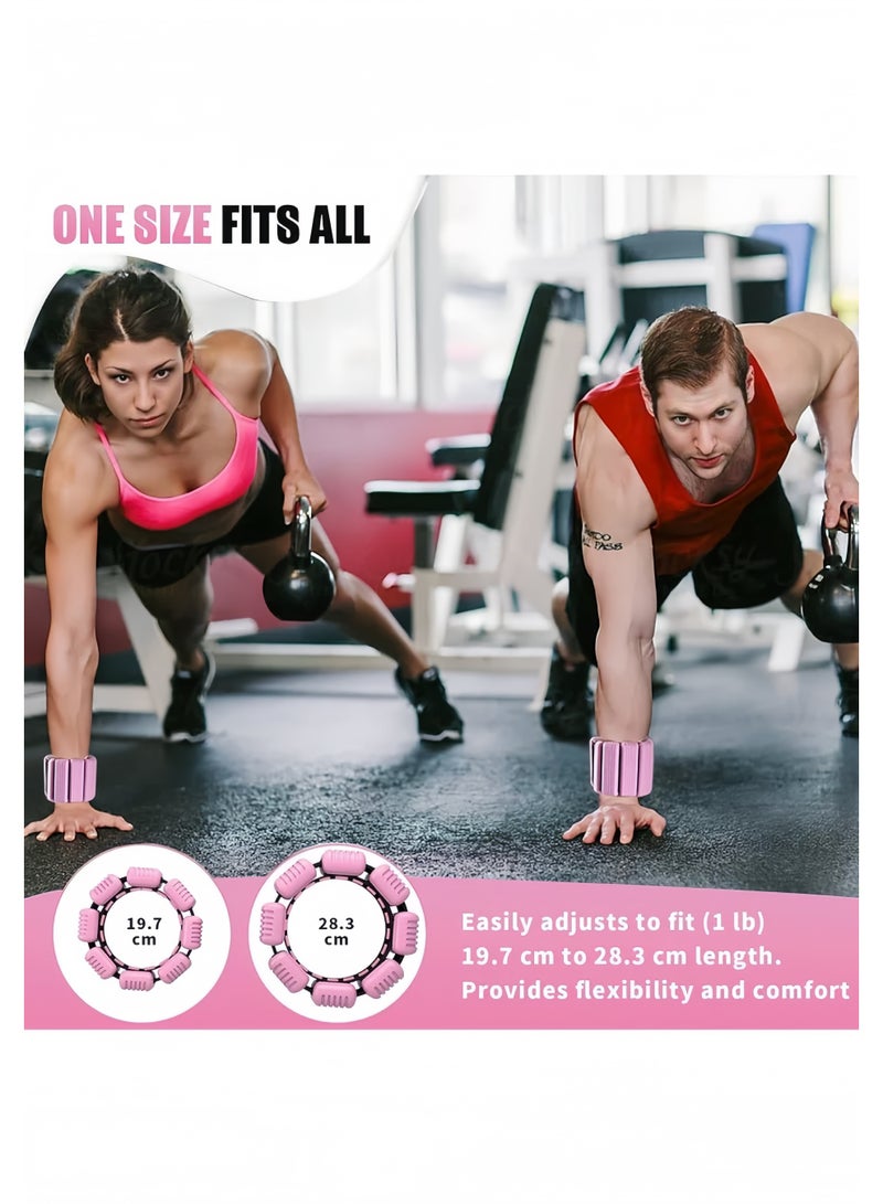 Lee Yon 2 Packs Ankle Weights, Wrist and Ankle Weights Sets, Portable Wrist Weight Cuffs for Home and Office, Walking, Yoga, Dance, Barre, Gym(1 Lbs Pink) - Image 3