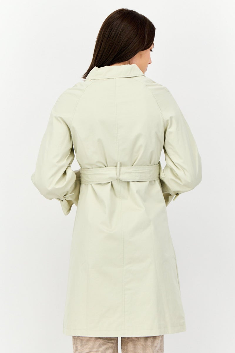 Unique21 Women Petite Solid Belted Trench Coat, Beige - Image 3