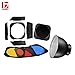 JINBEI JB-A Accessories 7.9"/ 20cm Standard Reflector Bowens Mount and Barndoor Barn Door with Honeycomb Grid & 3 Color - Image 2