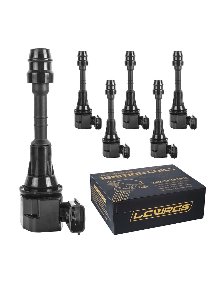 LCWRGS Set of 6 Ignition Coil Pack Fits for 2003 2004 2005 2006 2007 2008 Nissan 350Z Infiniti FX35 G35 M35 V6 3.5 Coil Packs Replaces# UF401, 22448AL61C  - Image 1