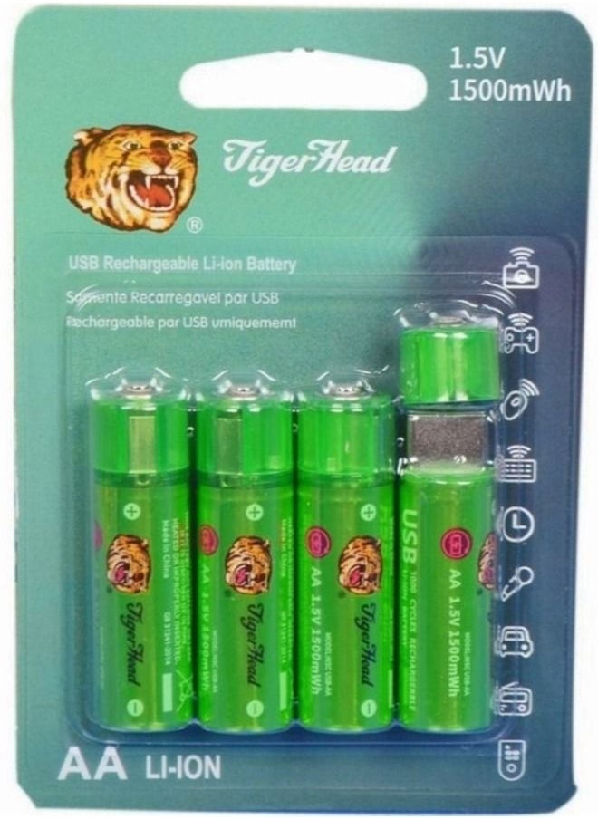 Tiger Head Rechargeable AA Batteries 8 PCS Rechargeable AA Lithium Batteries,2 H USB Fast Charging,Constant Output 1.5V,1500mWh,1000 Cycles Lifespan Lithium AA Batteries  - Image 2