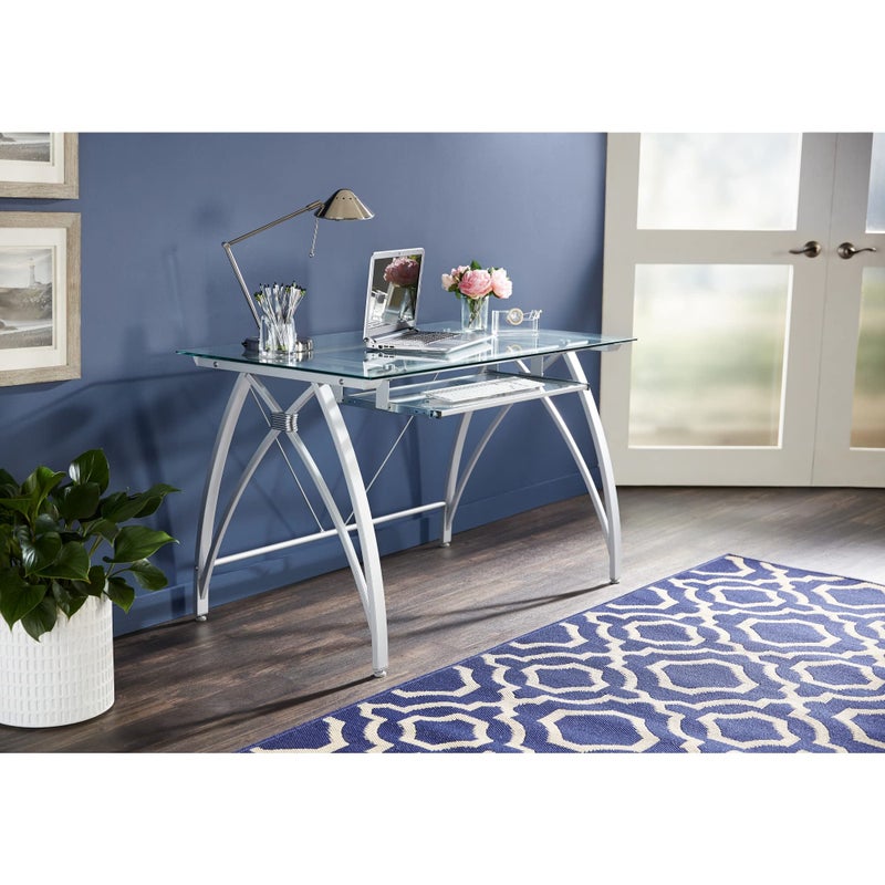 Realspace Realspace Vista 48W Glass Computer Desk Silver 