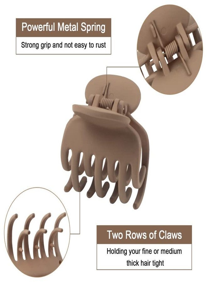 RECTYO GALLERY 4 PCS Medium Hair Clips for Thin Fine Hair, 1.5'' Small Claw Hair Clips for Women and Girls, Matte Double Row Jaw Clip Non Slip Hair Claw Neutral Color (MULTICOLOR) - Image 2