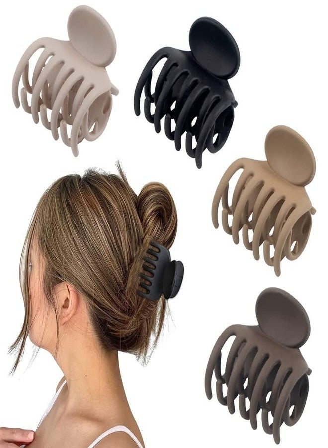 RECTYO GALLERY 4 PCS Medium Hair Clips for Thin Fine Hair, 1.5'' Small Claw Hair Clips for Women and Girls, Matte Double Row Jaw Clip Non Slip Hair Claw Neutral Color (MULTICOLOR) - Image 1