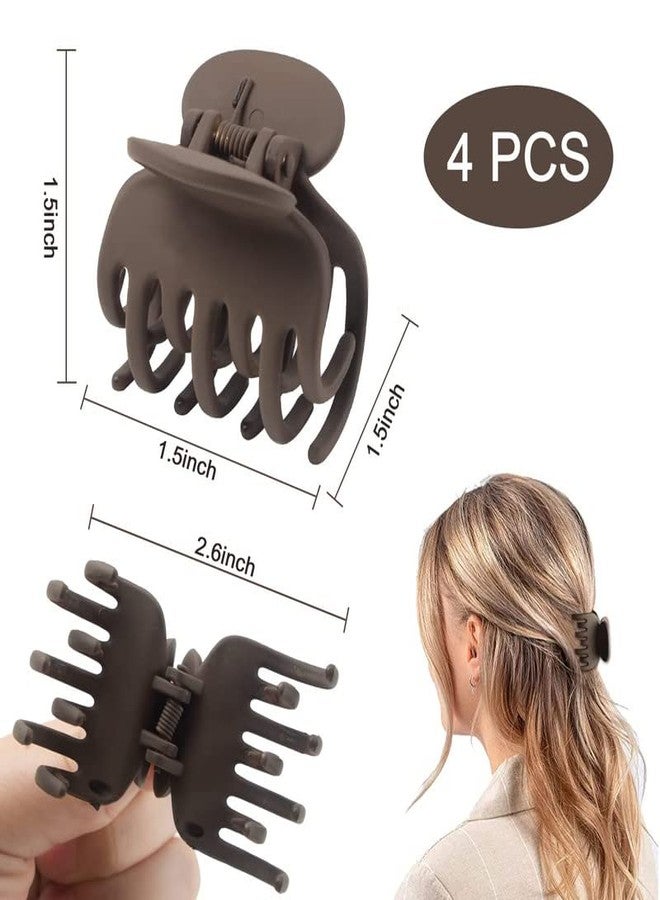RECTYO GALLERY 4 PCS Medium Hair Clips for Thin Fine Hair, 1.5'' Small Claw Hair Clips for Women and Girls, Matte Double Row Jaw Clip Non Slip Hair Claw Neutral Color (MULTICOLOR) - Image 3