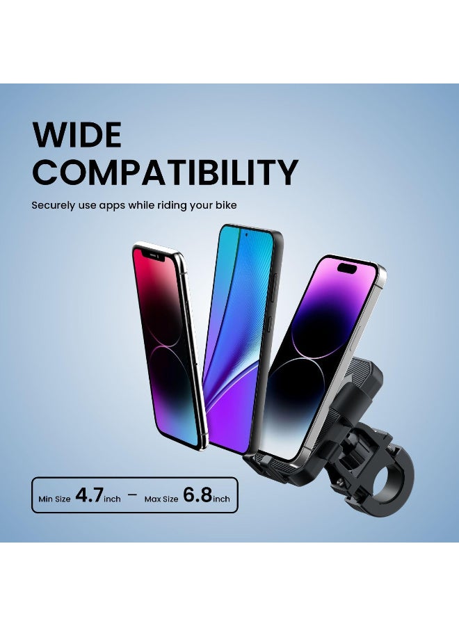 Portronics Mobike F-05 Bike Phone Mount with 360° Rotational, Strong Hold for Bicycle, Motorcycle Compatible with 4.7 to 6.8 inch Devices(Black) - Image 3