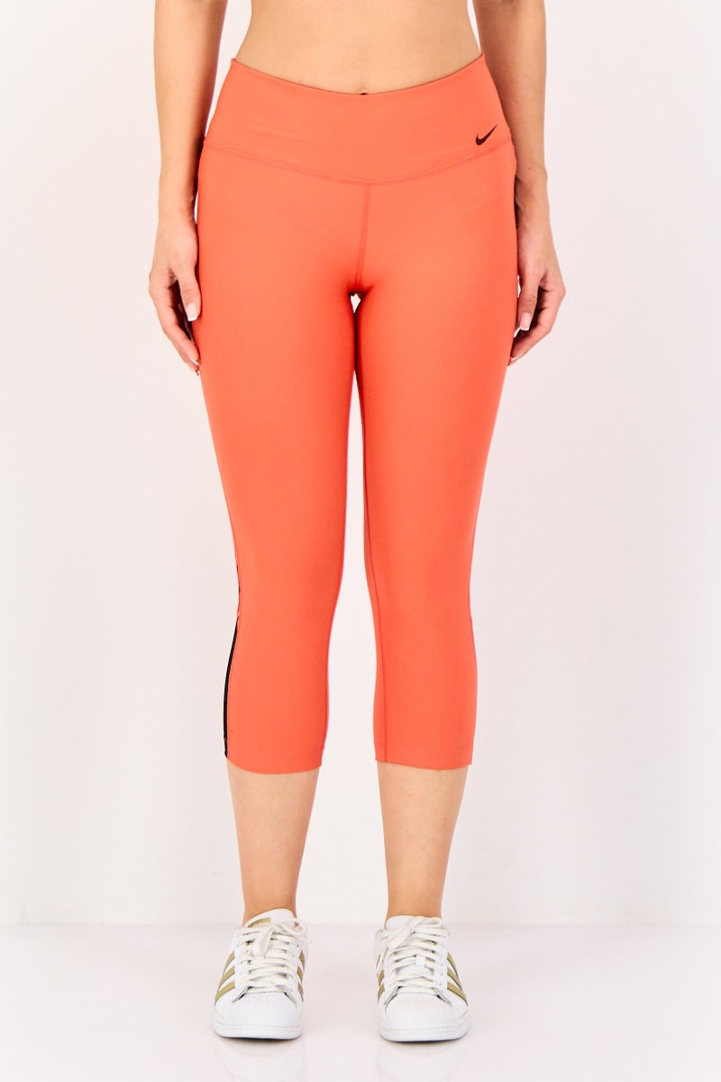 Nike Women Tight Fit Brand Logo 3/4 Training Tights, Red - Image 1