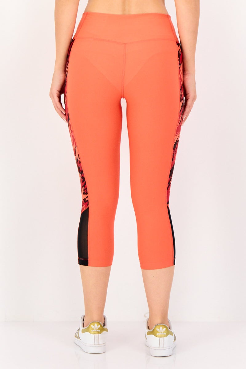 Nike Women Tight Fit Brand Logo 3/4 Training Tights, Red - Image 4