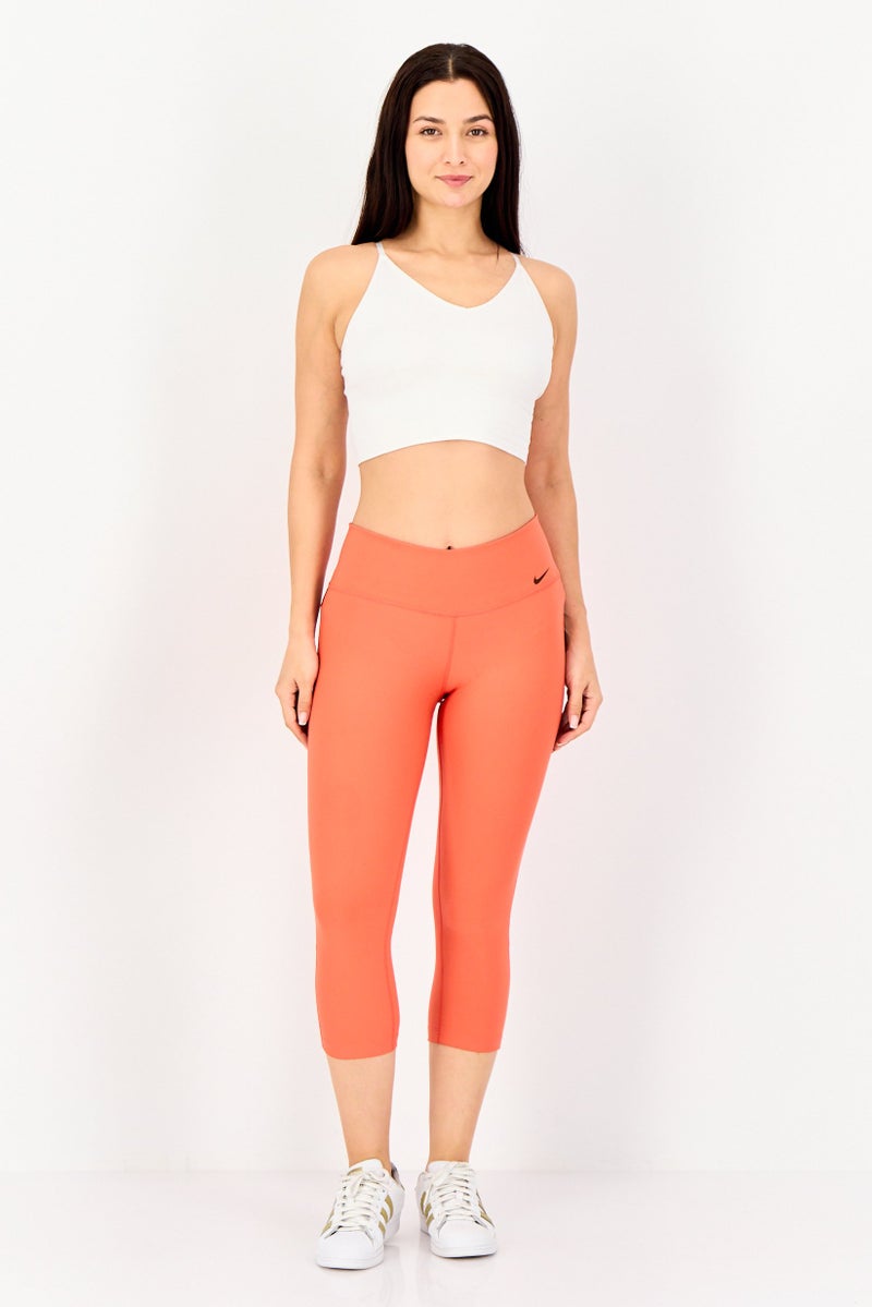 Nike Women Tight Fit Brand Logo 3/4 Training Tights, Red - Image 3