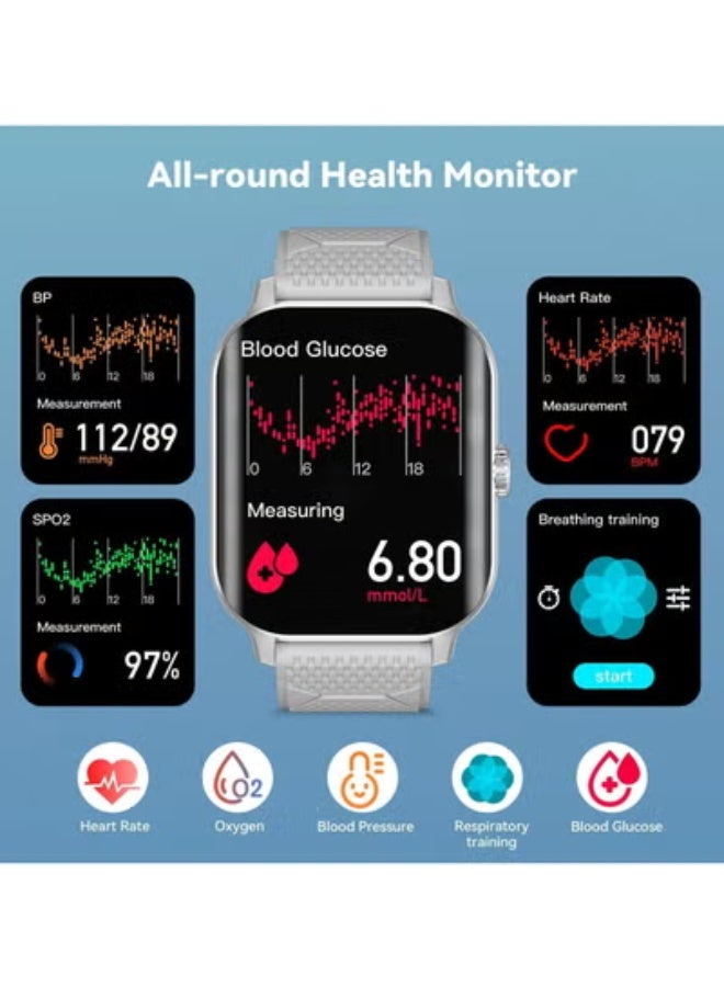 AROAQ Smartwatch, Smart Watch for Men Women, Big Screen Health Fitness Watches with Sleep/B,P Monitor/Health Monitor Pedometer, Smartwatch for iOS Android Phones  - Image 2