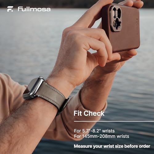 Fullmosa Leather Bands Compatible with Apple Watch Band 42mm 44mm 45mm 49mm,Yola Leather Bracelet Apple Watch Band Compatible for iWatch Ultra 2 Ultra SE2 SE Series 9 8 7 6 5 4 3 2 1,Grey - Image 5