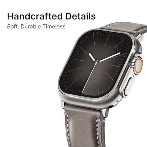 Fullmosa Leather Bands Compatible with Apple Watch Band 42mm 44mm 45mm 49mm,Yola Leather Bracelet Apple Watch Band Compatible for iWatch Ultra 2 Ultra SE2 SE Series 9 8 7 6 5 4 3 2 1,Grey - Image 2
