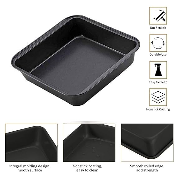 TrendyTrolley® Pizza Tray & Square Cake Tin Set | 2 Pc Premium Non-Stick Oven Bakeware Combo | Perfect for Pizza, Brownies, Cakes & Baking Gifts | Dishwasher Safe & Easy Clean - Image 4